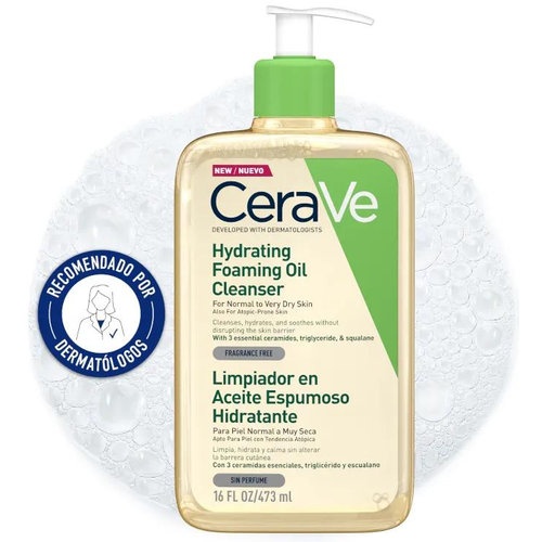 Cerave limpiador aceite espumoso hidratante (1 envase 473 ml)