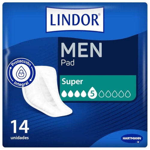 Absorbente incontinencia orina ligera lindor men pad super 5 gotas 14 unidades - molicare premium me Absorbente incontinencia orina ligera lindor men pad super 5 gotas 14 unidades - molicare premium me