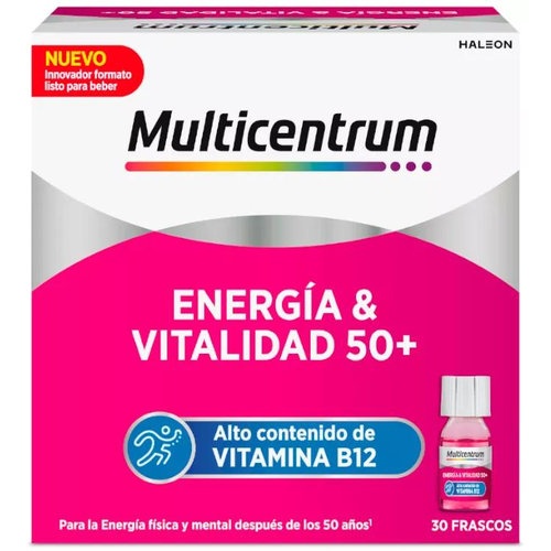 Multicentrum energia & vitalidad 50+ (30 frascos 7 ml sabor frambuesa)