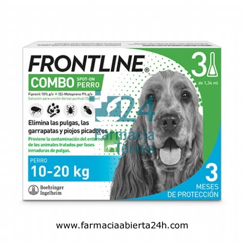 FRONTLINE COMBO 134,00 mg / 120,60 mg SOLUCION SPOT-ON PARA PERROS 10 ? 20 kg