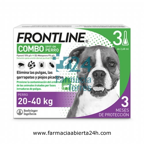 FRONTLINE COMBO 268,00 mg / 241,20 mg SOLUCION SPOT-ON PARA PERROS 20 ? 40 kg