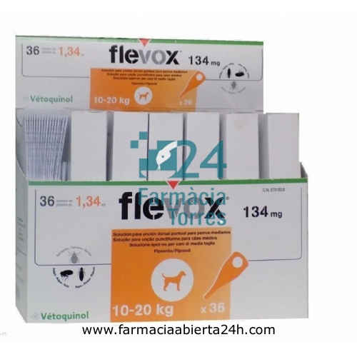 FLEVOX 134 mg SOLUCION PARA UNCION DORSAL PUNTUAL PARA PERROS MEDIANOS