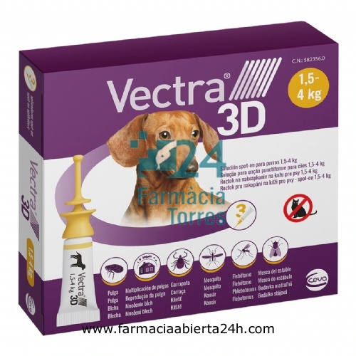 VECTRA 3D SOLUCION SPOT-ON PARA PERROS DE 1,5 A 4 kg