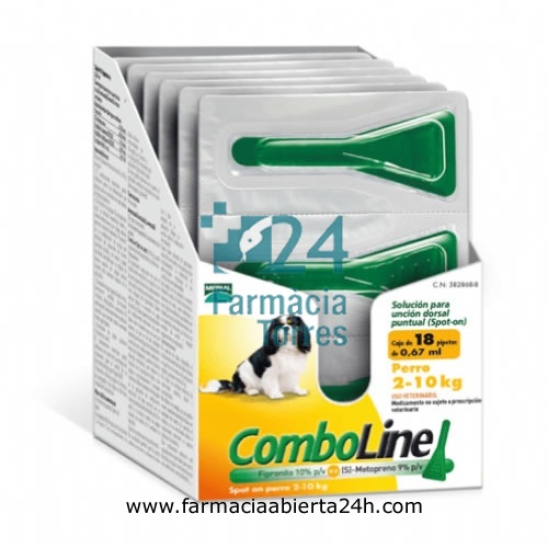 COMBOLINE 67,00 mg / 60,30 mg SOLUCION SPOT-ON PARA PERROS 2-10 kg