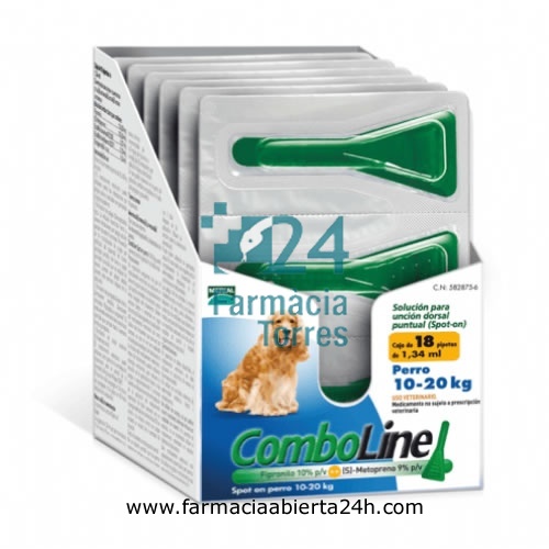COMBOLINE 134,00 mg / 120,60 mg SOLUCION SPOT-ON PARA PERROS 10-20 kg