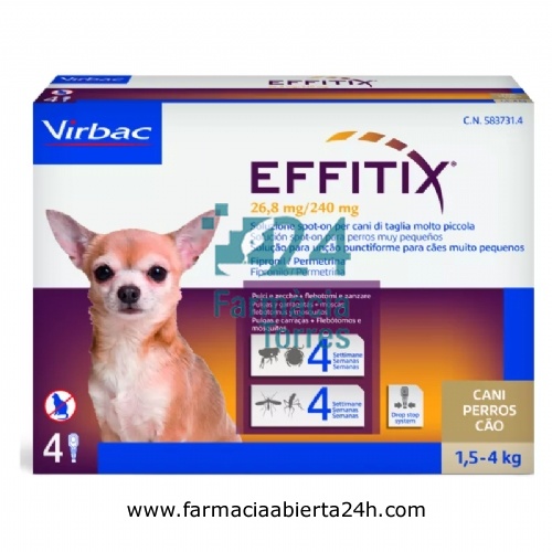 EFFITIX 26,8mg/240mg SOLUCION SPOT-ON PARA PERROS MUY PEQUEÑOS