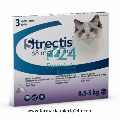 STRECTIS 68 mg /34 mg SOLUCION SPOT-ON PARA GATOS 0,5-5 kg