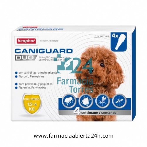 CANIGUARD DUO 26,8 mg/240 mg SOLUCION SPOT-ON PARA PERROS MUY PEQUEÑOS