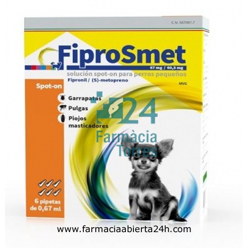 FIPROSMET 67 mg/60,3 mg SOLUCION SPOT-ON PARA PERROS PEQUEÑOS