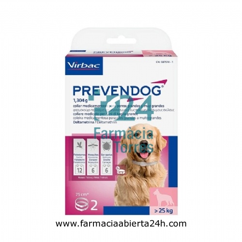 PREVENDOG 1,304 g COLLAR MEDICAMENTOSO PARA PERROS GRANDES Y MUY GRANDES