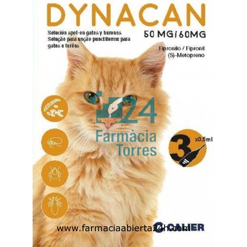 DYNACAN 50 mg/60 mg SOLUCION SPOT-ON GATOS Y HURONES
