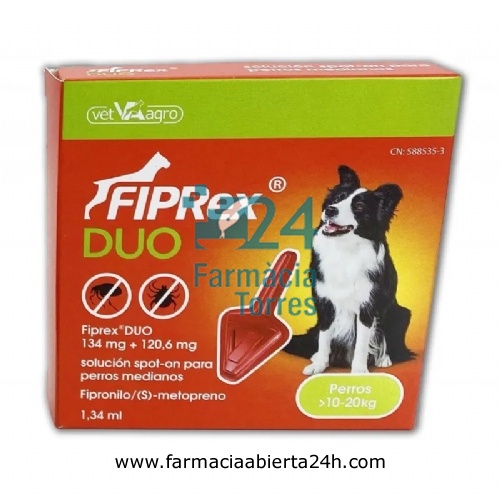FIPREX DUO 134 mg + 120,6 mg SOLUCION SPOT-ON PARA PERROS MEDIANOS