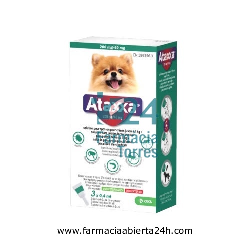 ATAXXA 200 mg/40 mg SOLUCION PARA UNCION DORSAL PUNTUAL PARA PERROS DE HASTA 4 KG