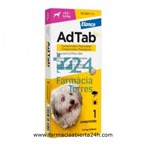 ADTAB 112 mg COMPRIMIDOS MASTICABLES PARA PERROS (>2,5-5,5 kg)