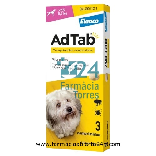 ADTAB 112 mg COMPRIMIDOS MASTICABLES PARA PERROS (>2,5-5,5 kg)