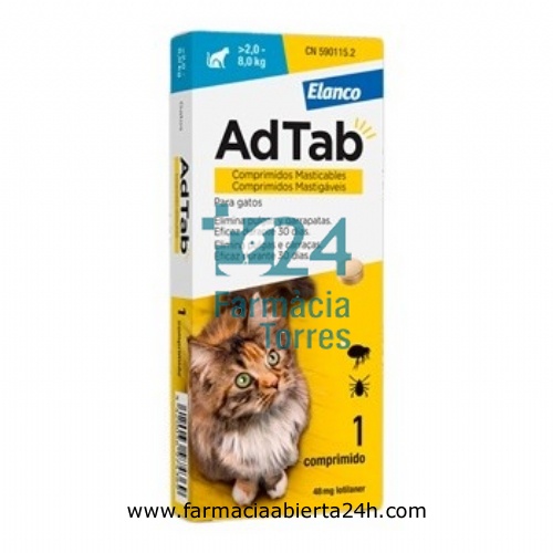 ADTAB 48 mg COMPRIMIDOS MASTICABLES PARA GATOS (>2,0?8,0 kg)