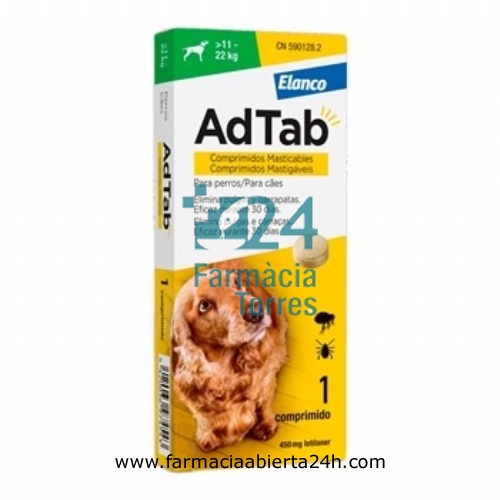 ADTAB 450 mg COMPRIMIDOS MASTICABLES PARA PERROS (>11-22 kg)