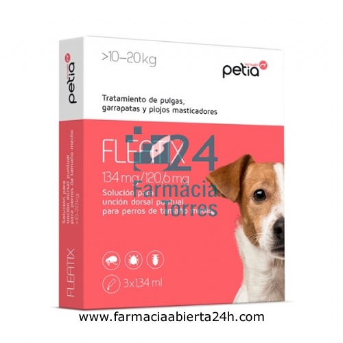 FLEATIX 134 mg / 120,6 mg SOLUCION PARA UNCION DORSAL PUNTUAL PARA PERROS DE TAMAÑO MEDIANO
