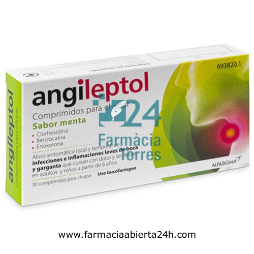 ANGILEPTOL COMPRIMIDOS PARA CHUPAR SABOR MENTA, 30 comprimidos