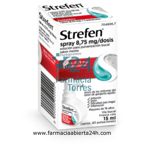 STREFEN SPRAY 8,75 MG/DOSIS SOLUCION PARA PULVERIZACION BUCAL SABOR MENTA , 15 ml