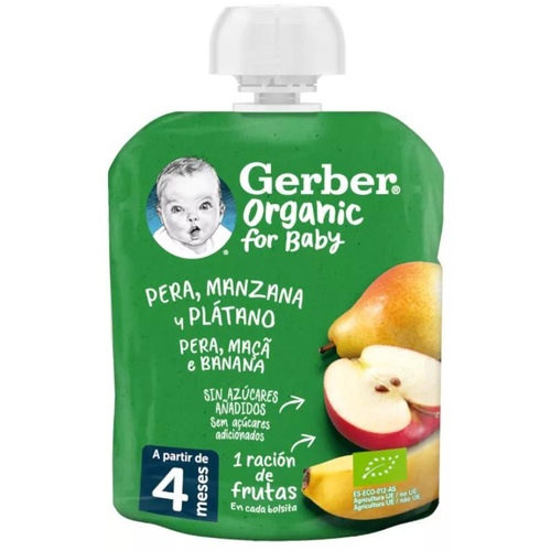 Gerber organic pera manzana platano (1 pouch 90 g)