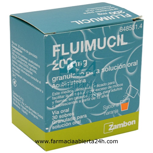 FLUIMUCIL 200 mg GRANULADO PARA SOLUCION ORAL , 30 sobres