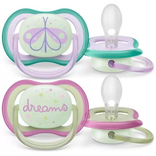 Chupete silicona - philips avent ultra air nocturno (0 - 6 meses 2 unidades niña)