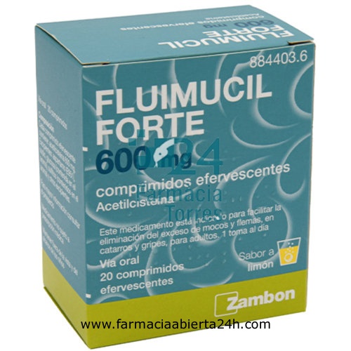 FLUIMUCIL FORTE 600 mg COMPRIMIDOS EFERVESCENTES , 20 comprimidos
