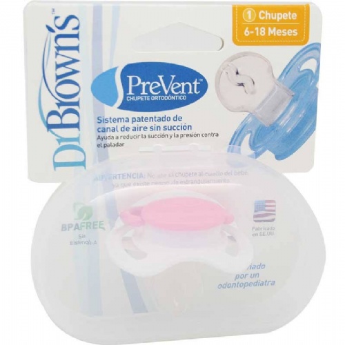 CHUPETE SILICONA - DR BROWN´S PREVENT (2ª ETAPA  6 - 18 M ROSA)