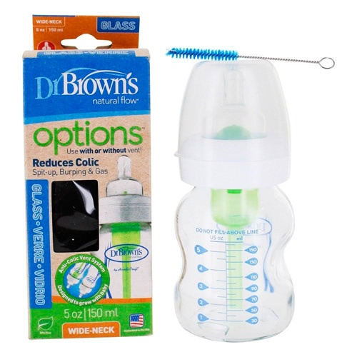 BIBERON VIDRIO ANTICOLICO TETINA SILICONA - DR BROWN´S NATURAL FLOW (120 ML 2 U)