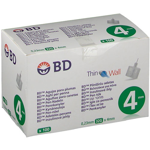 Aguja para plumas esteril bd 100 unidades 32 g (4 mm x 0,23 mm) - bd