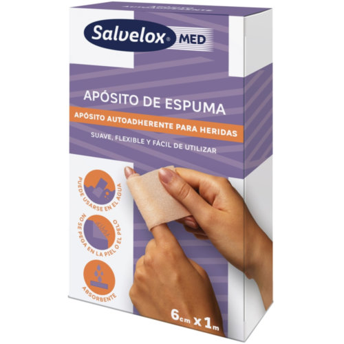 Salvelox med foam plaster aposito adhesivo 1 aposito 1m x 6 cm - aposito adhesivo