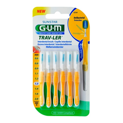 CEPILLO INTERDENTAL VIAJE - GUM 1514 TRAV-LER (EXTRAFINO 1.3 MM CONICO 6U)