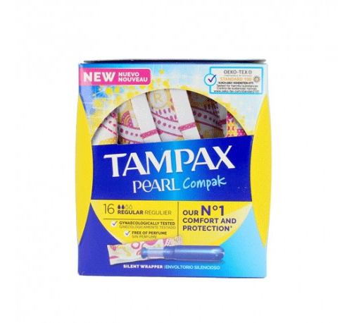 Tampax compak pearl tampon 100%algodon (16 unidades regular)