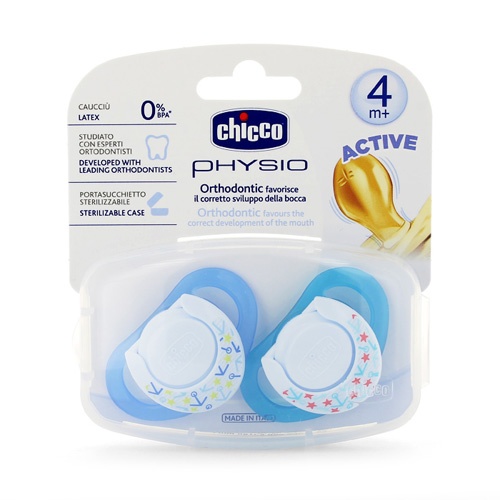 CHUPETE CAUCHO - CHICCO PHYSIO COMPACT ANATOMICO (6-12M AZUL 2 U)