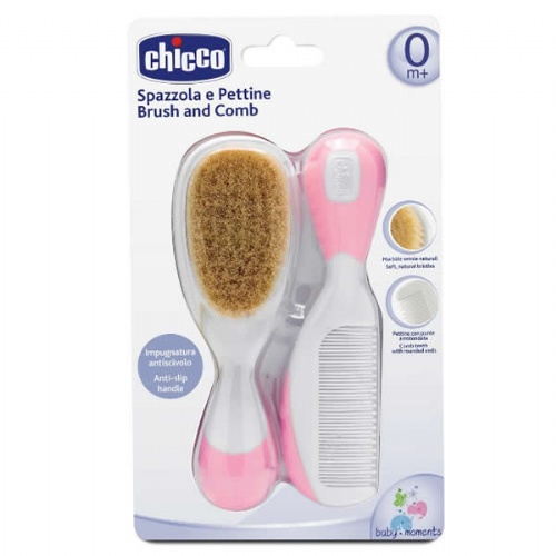 CEPILLO Y PEINE INFANTIL - CHICCO PELO NATURAL (ROSA)