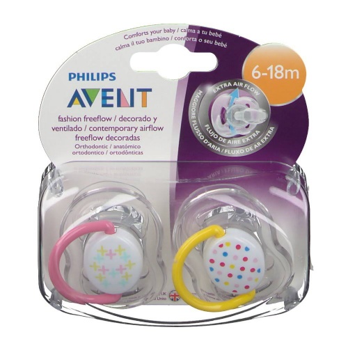 CHUPETE SILICONA VENTILADO - PHILIPS AVENT (6 - 18 M 2 CHUPETES DECORADOS)