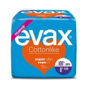 COMPRESAS HIGIENICAS FEMENINAS - EVAX COTTONLIKE (SUPER CON ALAS 12 COMPRESAS)