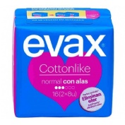 COMPRESAS HIGIENICAS FEMENINAS - EVAX COTTONLIKE (NORMAL CON ALAS 16 COMPRESAS)