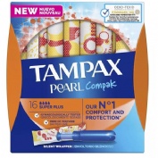 Tampax compak pearl tampon 100%algodon (16 unidades super plus)