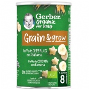Gerber organic puffs cereales con platano  1 lata 35 g