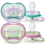 Chupete silicona - philips avent ultra air nocturno (0 - 6 meses 2 unidades niña)