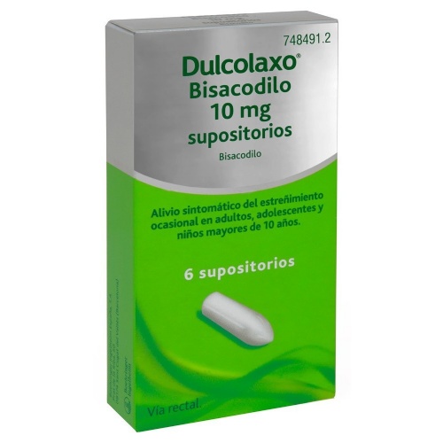 DULCOLAXO BISACODILO 10 mg SUPOSITORIOS , 6 supositorios
